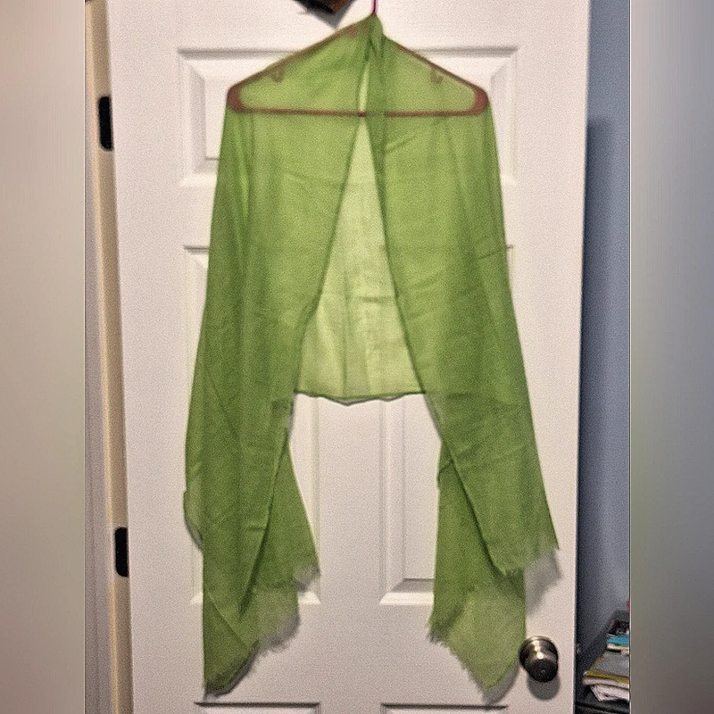 Green Silk/Linen/Cotton Scarf